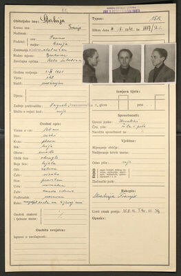 Strahija, Franjo, 2.10.1921. Policijski karton