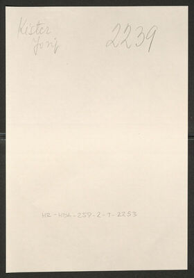 Kister, Josip, 18.3.1911. Policijski karton