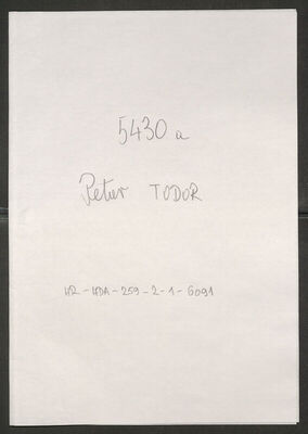 Todor, Petar, 1900. Policijski karton