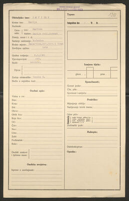 Sovinek, Marija, 2.9.1909. Policijski karton