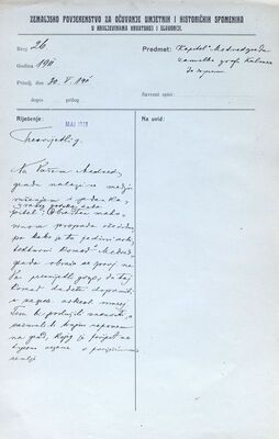 Zagreb - Ruševine srednjovjekovnog grada Medvedgrada - Kapitel „Medvedgrad“, zamolba grofu Miroslavu Kulmeru