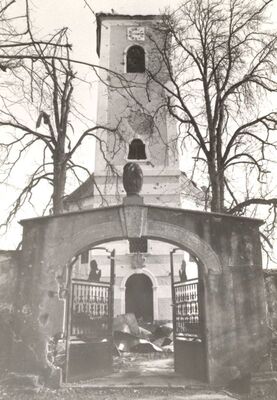 Pokupsko - Crkva Uznesenja Blažene Djevice Marije (sv. Ladislava), oštećen zvonik