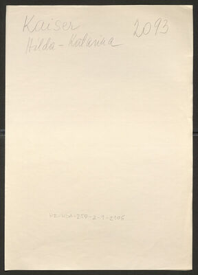 Kaiser, Hilda-Katarina, 9.6.1919. Policijski karton