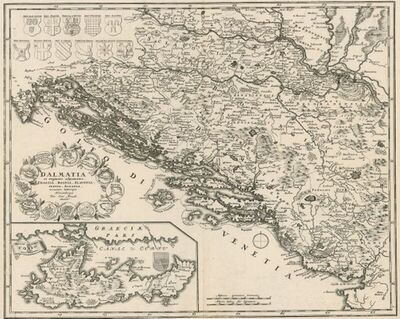 Dalmatia et regiones adjacentes, Croatia, Bosnia, Slavonia, Servia, Albania, accurate descriptae