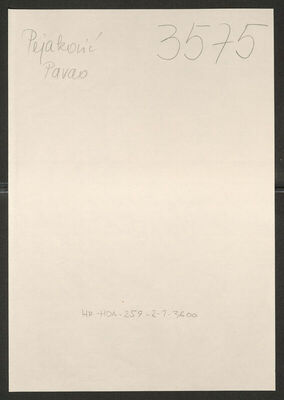 Pejaković, Pavao, 1877. Policijski karton