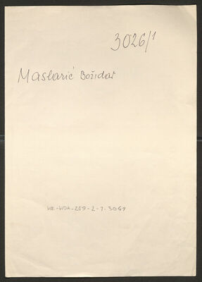 Maslarić, Božidar, 1895. Policijski karton