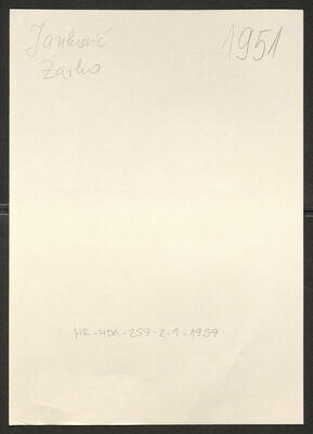 Janković, Žarko, 23.8.1909. Policijski karton