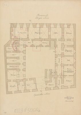 Stambena kuća Nikole pl. Tomašića, projekt pregradnje, tlocrt/prizemlje