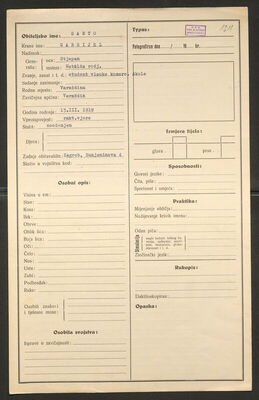 Santo, Gabrijel, 13.3.1919. Policijski karton