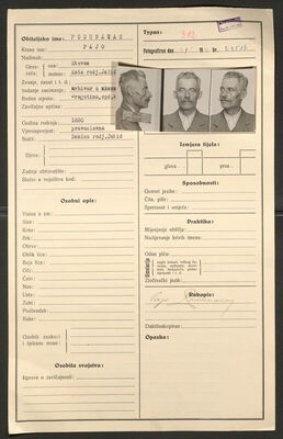 Podunavac, Pajo, 1880. Policijski karton