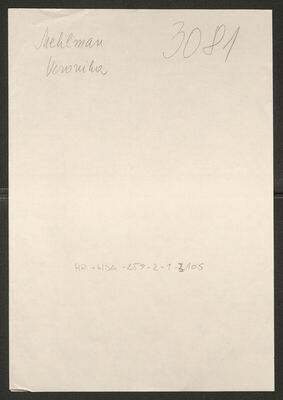 Mehlman, Veronika, 9.2.1899. Policijski karton