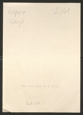 Kapov, Franjo, 1913. Policijski karton