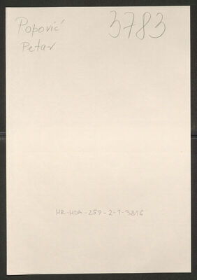 Popović, Petar, 17.3.1890. Policijski karton