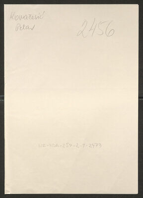 Kovačević, Petar, 7.9.1887. Policijski karton