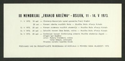 Tiskana pozivnica Renati Vučetić na III. Memorijal 