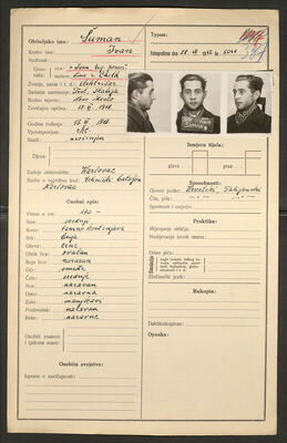 Šuman, Ivan, 15.11.1918. Policijski karton