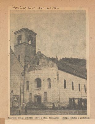 Razrušen toranj katoličke crkve u Hrv. Kostajnici