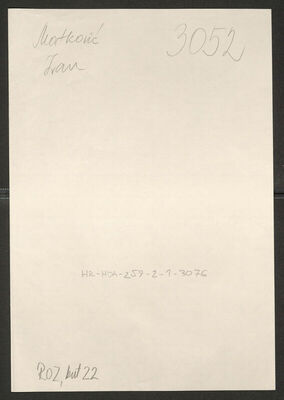 Matković, Ivan, 20.6.1906. Policijski karton