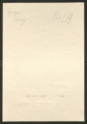 Geiger, Sidonija, 27.9.1874. Policijski karton