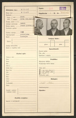 Milić, Milan, 1911. Policijski karton