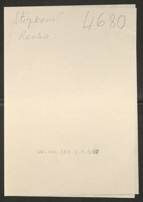 Stipković, Ranko, 22.10.1921. Policijski karton