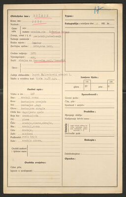 Rožman, Juro, 1870. Policijski karton