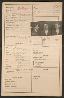 Ružić, Rudolf, 1900. Policijski karton