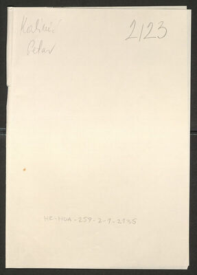 Kalinić, Petar, 1891. Policijski karton