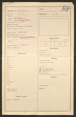 Štimac, Vinko, 11.12.1907. Policijski karton