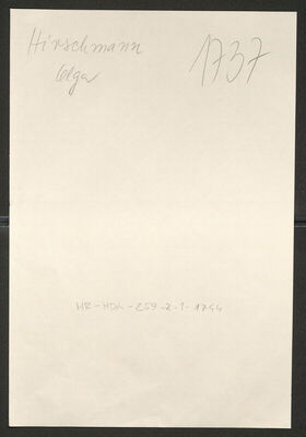 Hirschmann, Olga, 1.5.1900. Policijski karton