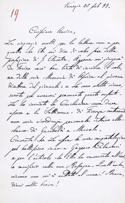 Br. 19 – Cara Amica! = Draga prijateljice!, pismo