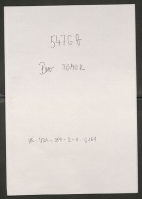 Tomek, Pero, 21.9.1919. Policijski karton