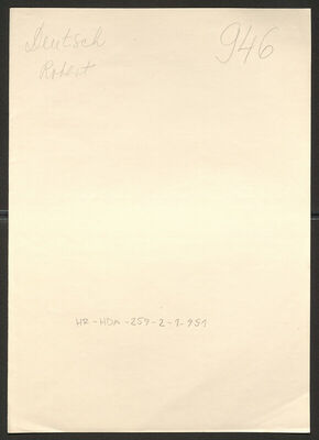 Deutsch, Robert, 1884. Policijski karton