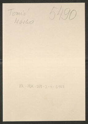 Tomić, Marko, 1.2.1909. Policijski karton