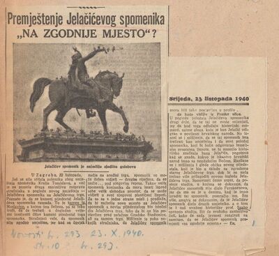 Premještanje Jelačićevog spomenika 