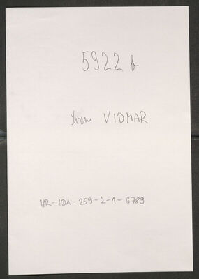 Vidmar, Ivan, 20.6.1908. Policijski karton