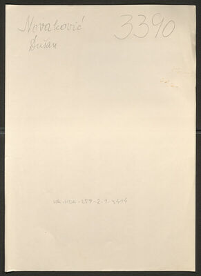 Novaković, Dušan, 10.8.1912. Policijski karton