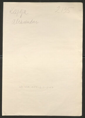 Kaplja, Aleksandar, 16.7.1900. Policijski karton