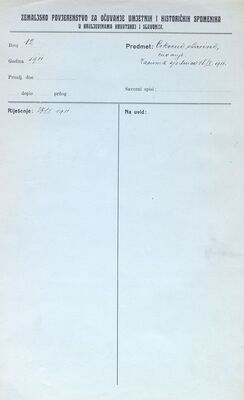 Crkvene starine, čuvanje; Zapisnik sjednice 18. 1. 1911.