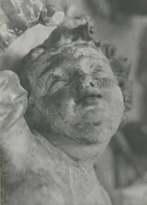 Lepoglava - Crkva Bogorodice, kip anđela, detalj: glava