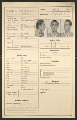 Premožić, Josip, 10.10.1920. Policijski karton