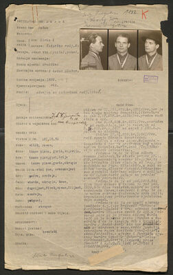 Rusek, Antun, 12.9.1899. Policijski karton