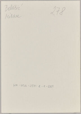 Belačić, Milan, 24.6.1896. Policijski karton