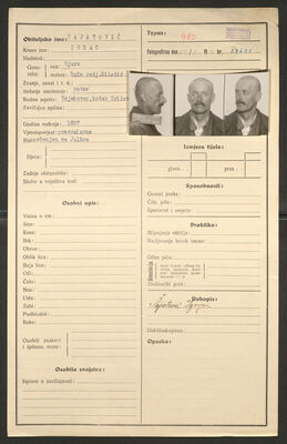 Šajatović, Ignac, 1897. Policijski karton