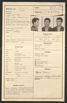 Ribarić, Stjepan, 13.12.1922. Policijski karton