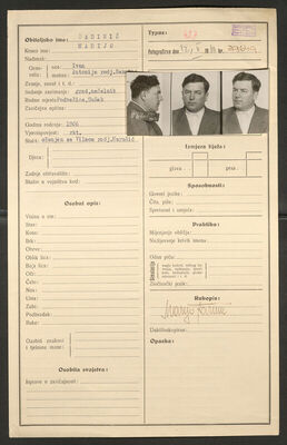 Šarinić, Marijan, 1906. Policijski karton