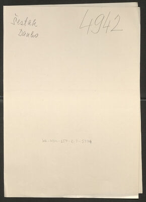 Šestak, Danko, 11.7.1910. Policijski karton