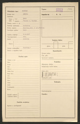Rubčić, Ankica, 6.1.1927. Policijski karton