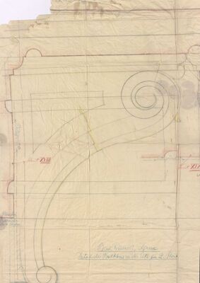 Uglovnica Rudović, projekt nadogradnje trećeg kata i mansarde te preoblikovanje pročelja, pročelje/detalj profilacije