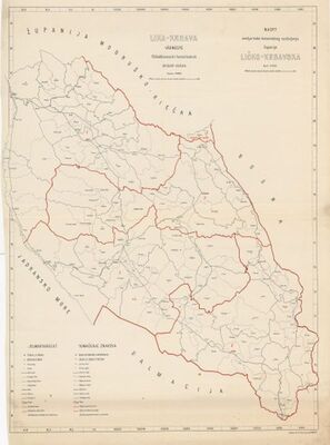 Lika - Krbava vármegye földadókataszteri beosztásának átnézeti vázlata = Nacrt zemljarinsko - katastralnog razdieljenja Županije ličko - krbavske.